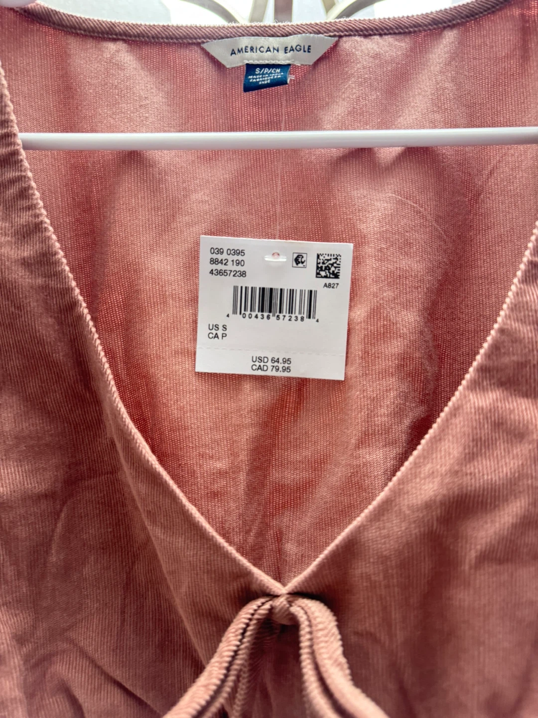 American Eagle Pink Corduroy Smocked Dress - Size S - photo 2