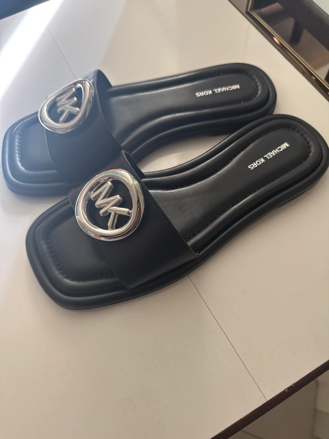 Michael Kors Black MK Slide Sandals - photo 2