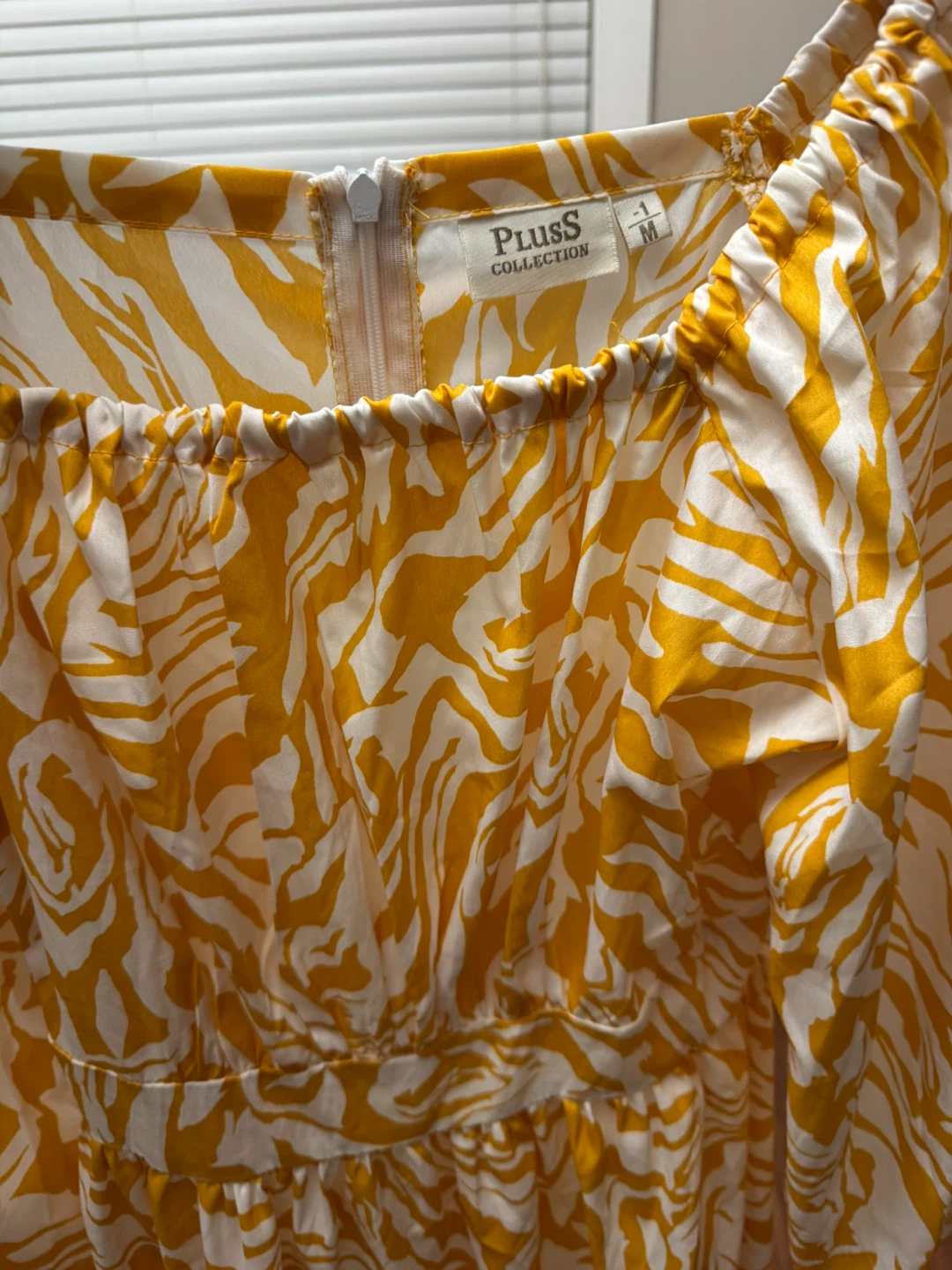 Plus Size Collection Yellow & White Zebra Print Dress - M - photo 3