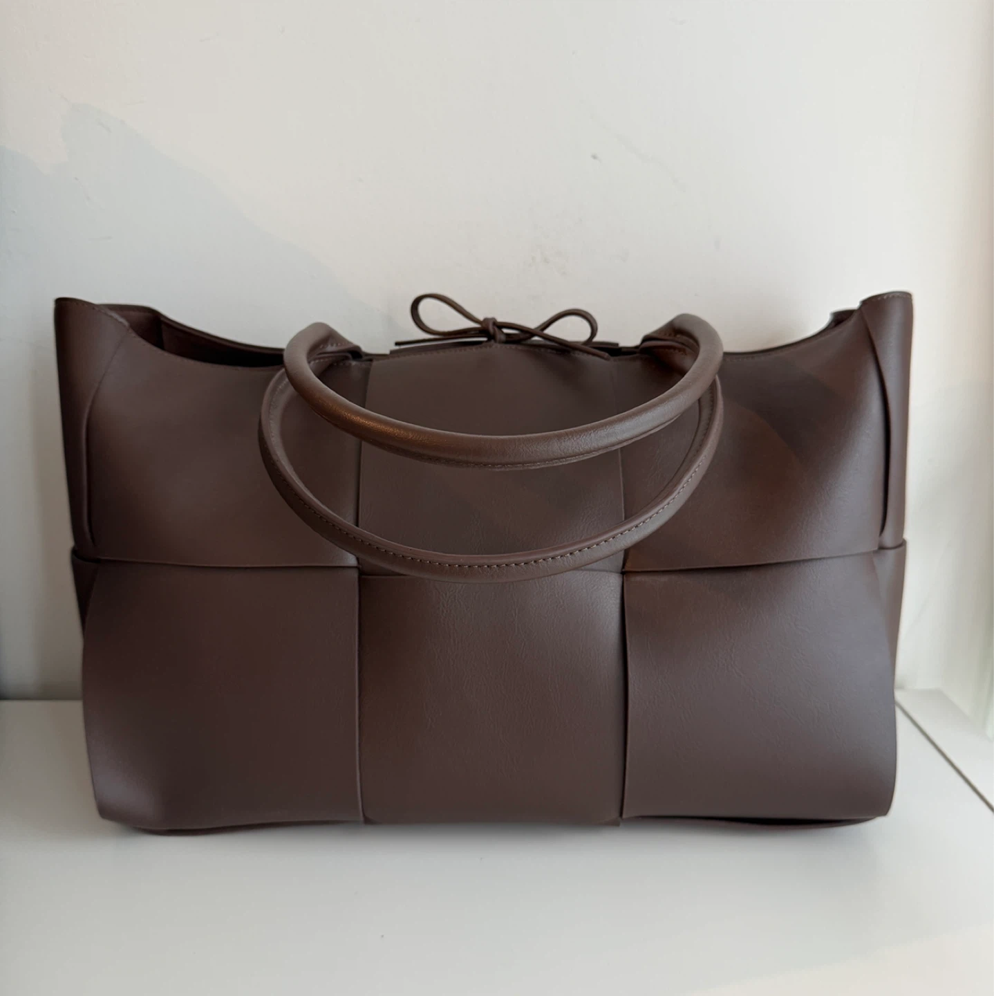 New✨Large Genuine Leather Woven Tote