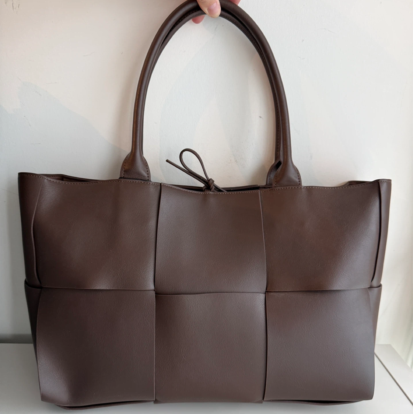 New✨Large Genuine Leather Woven Tote - photo 2