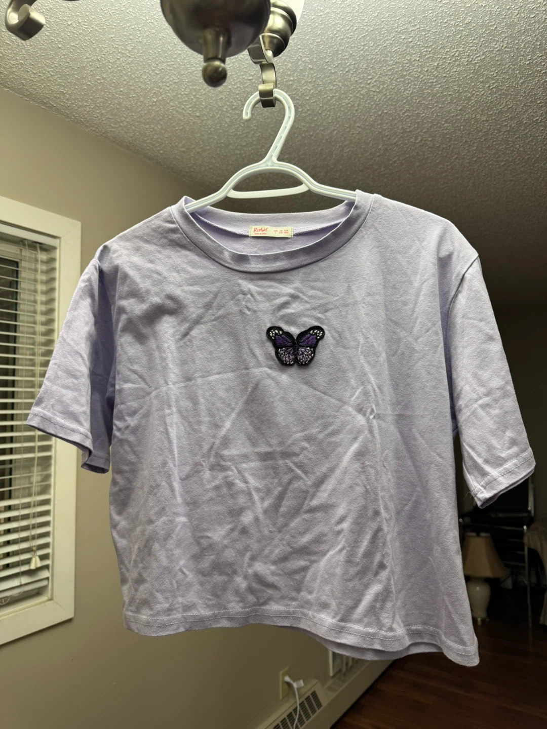 FREE Purple Cropped T-Shirt with Butterfly Patch