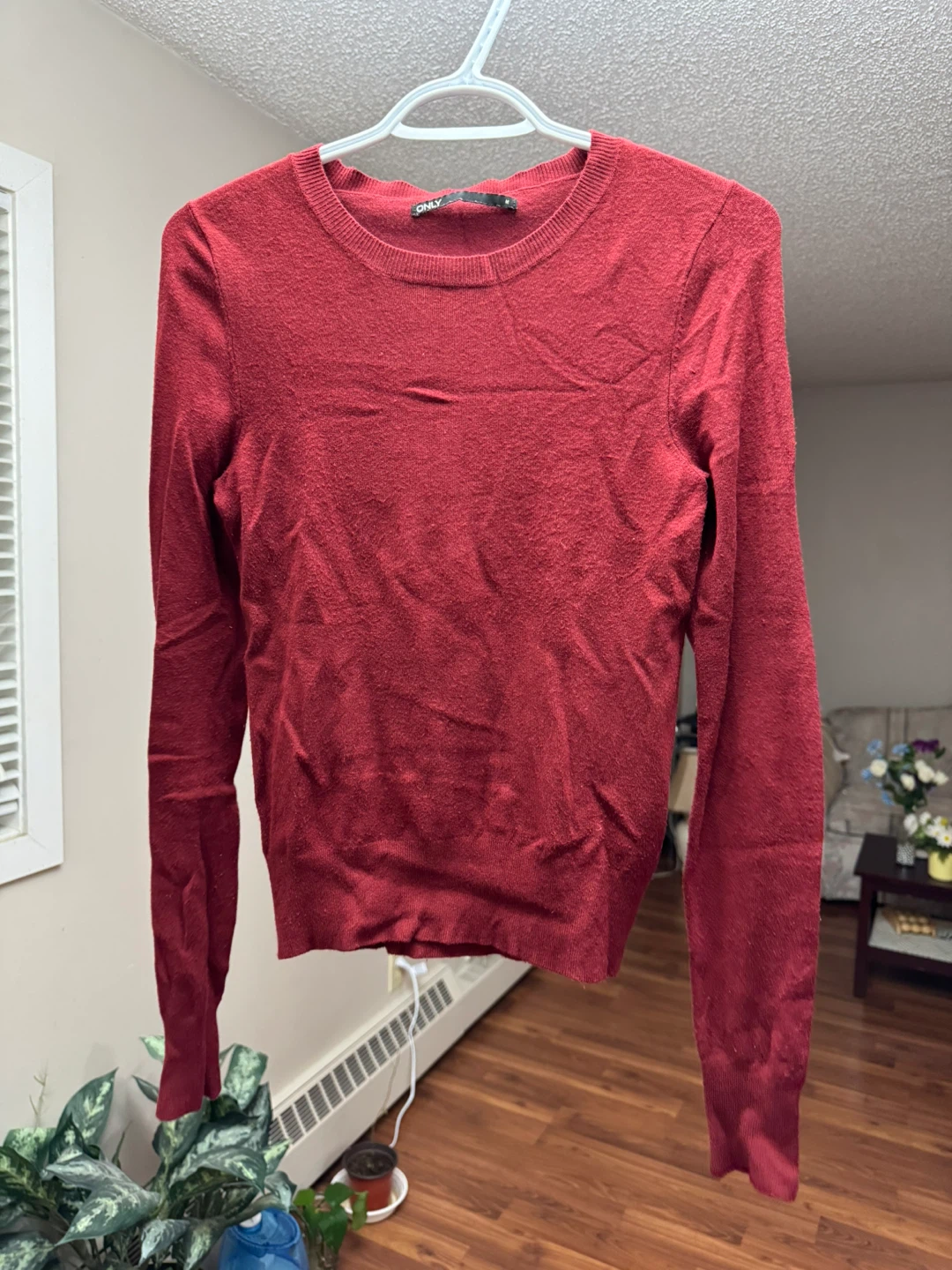 ONLY Red Crewneck Long Sleeve Sweater