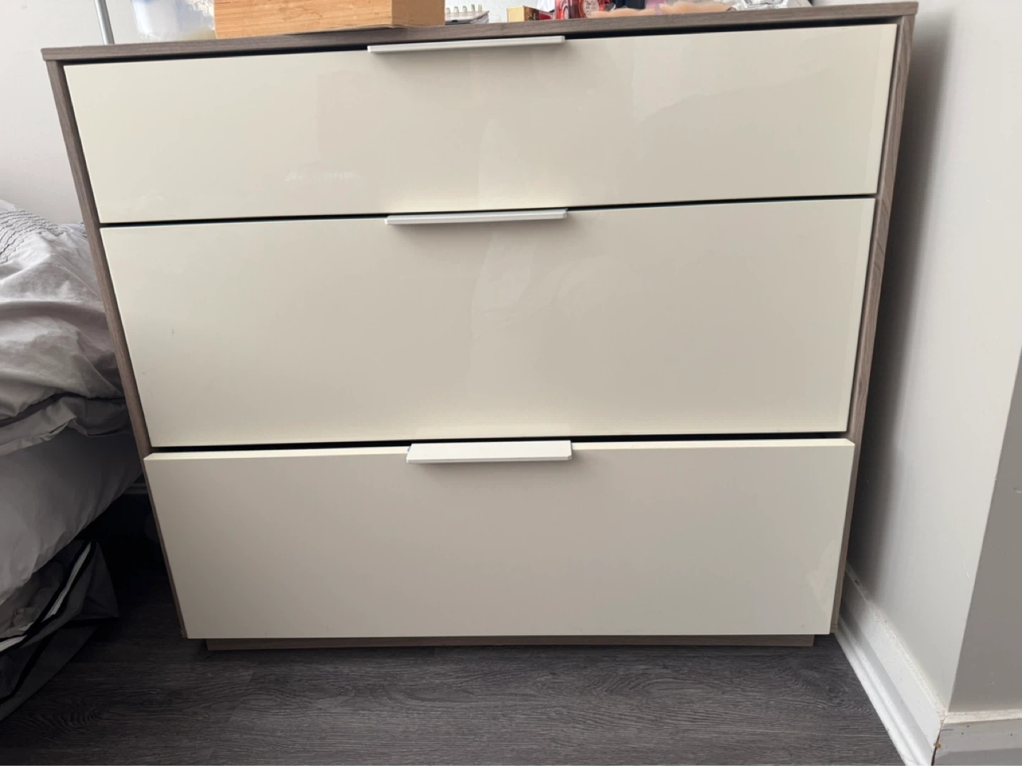 3-Drawer Dresser/Nightstand - Cream and Wood Finish
