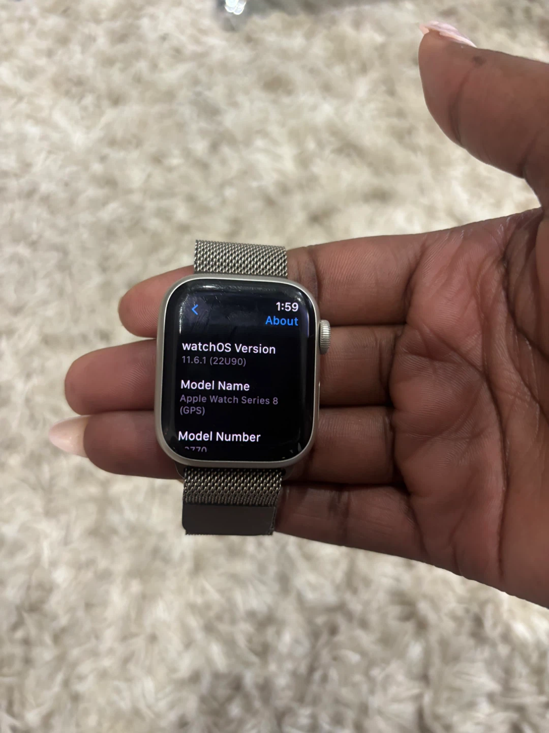 Apple Watch Series 8 (GPS) with charging cable
