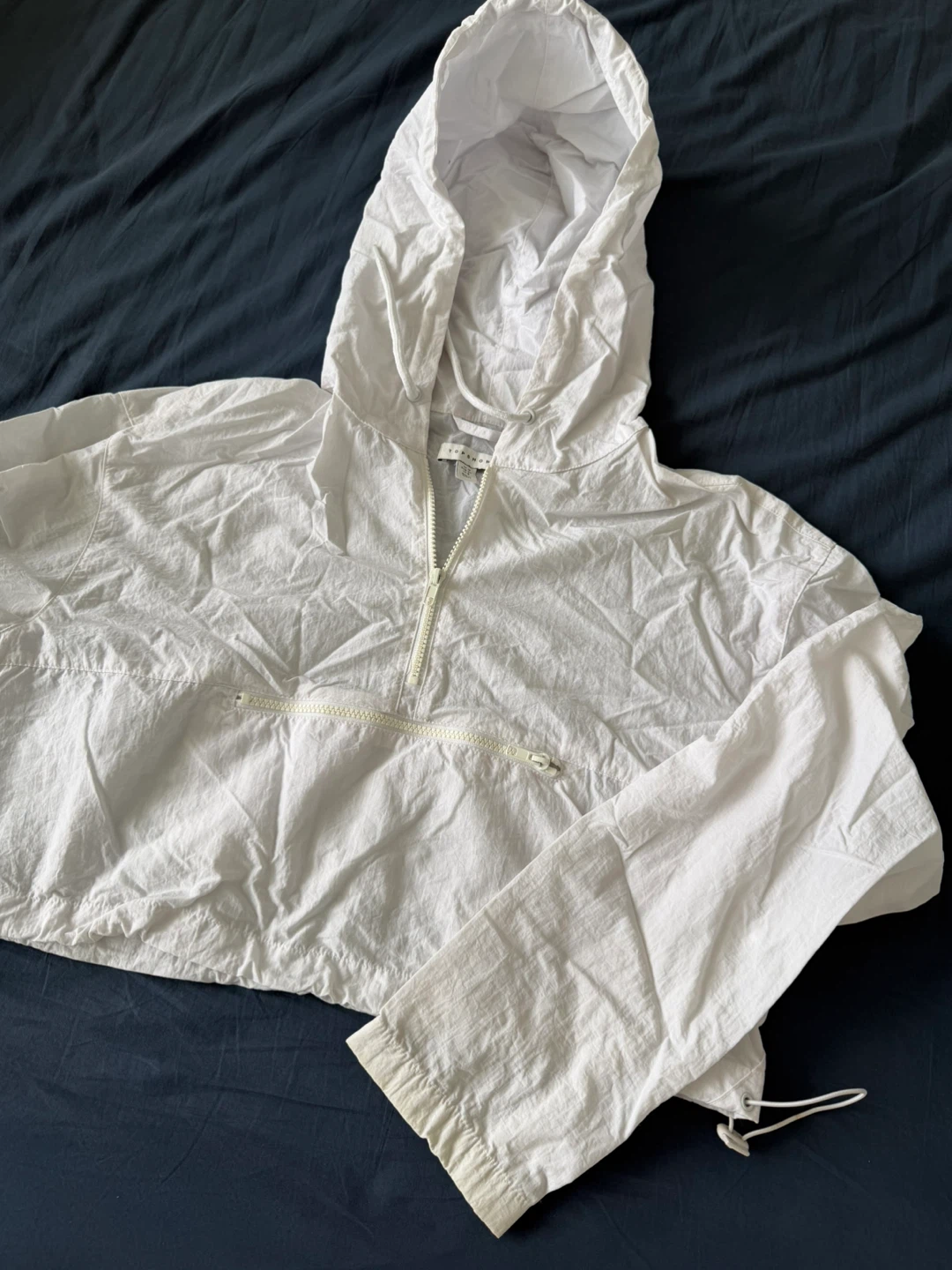White Cropped Anorak Rain Jacket Hoodie - photo 2