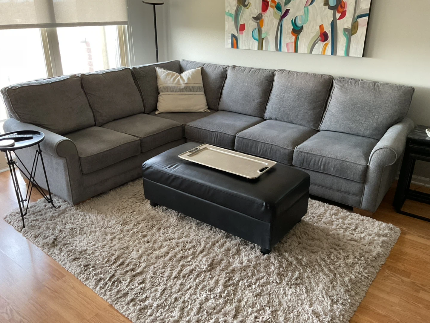 Penny mustard L shaped Gray sectional