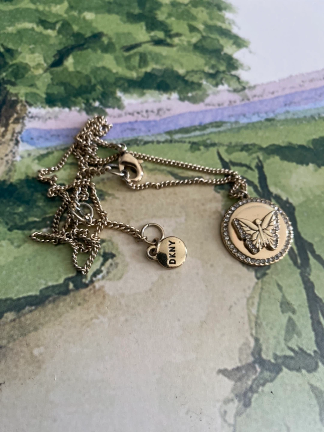 DKNY Butterfly gold plated Pendant Necklace