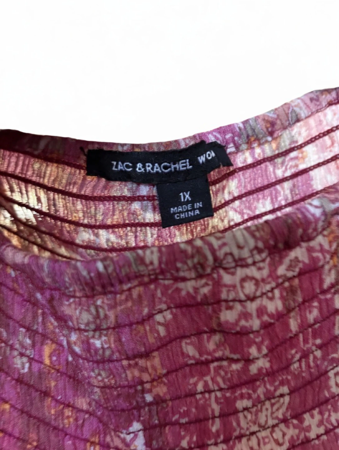 Zac & Rachel Woman Pink Floral Smocked Blouse 1X - photo 4