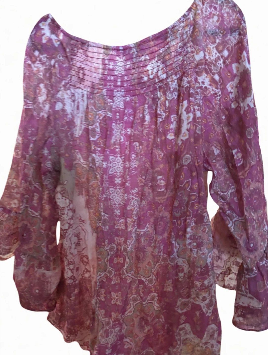 Zac & Rachel Woman Pink Floral Smocked Blouse 1X - photo 2