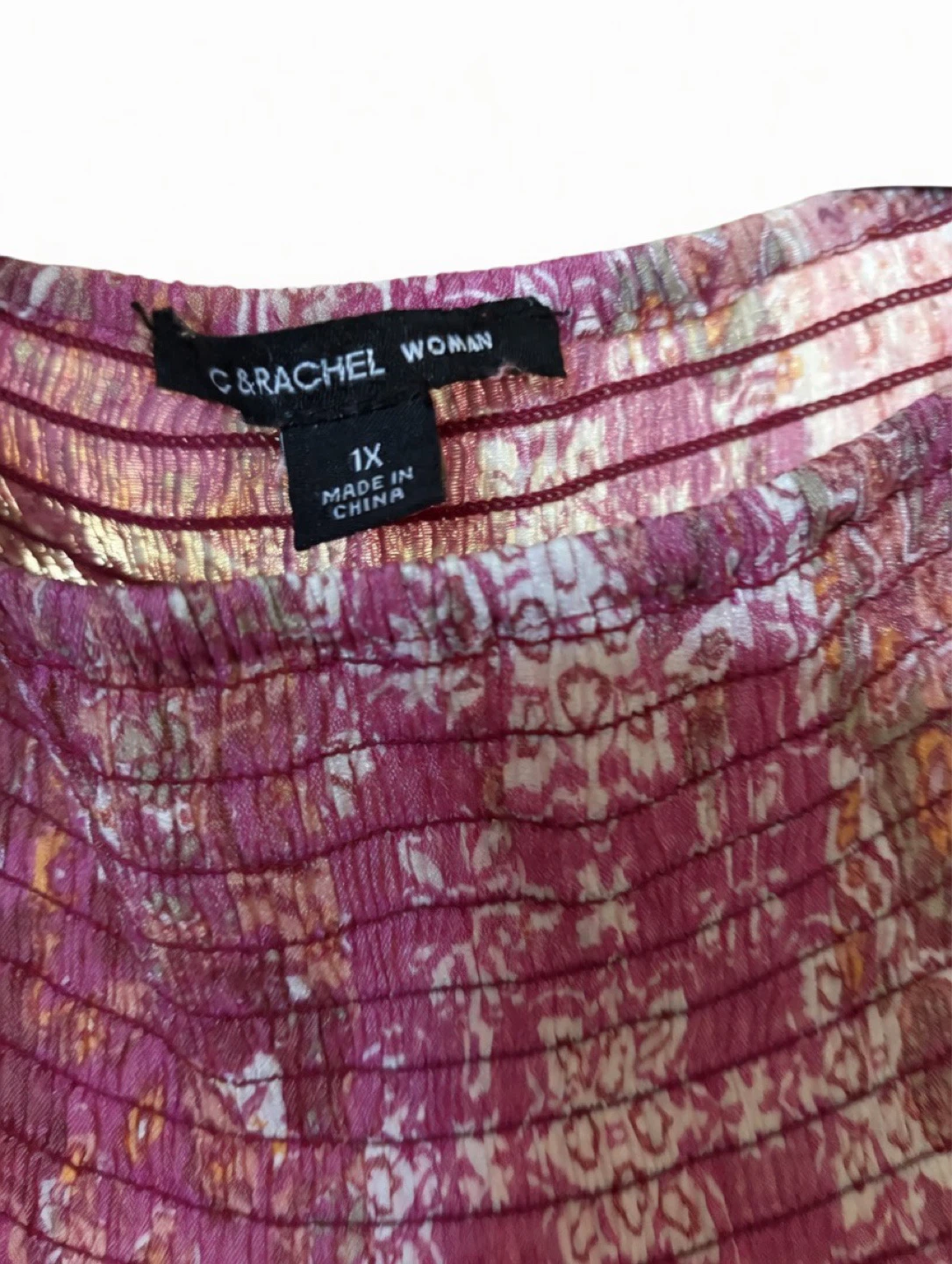 Zac & Rachel Woman Pink Floral Smocked Blouse 1X - photo 5