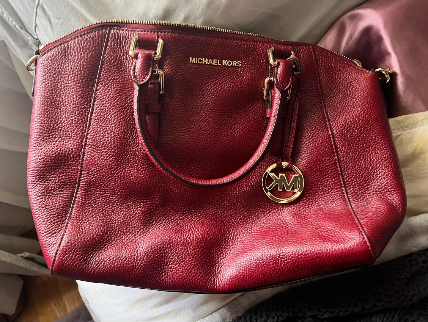 Michael Kors Red Leather Satchel Handbag
