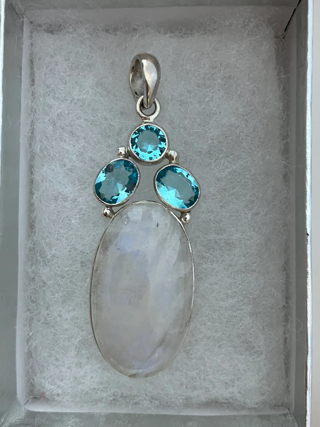 Sterling Silver Moonstone and Blue Topaz Pendant