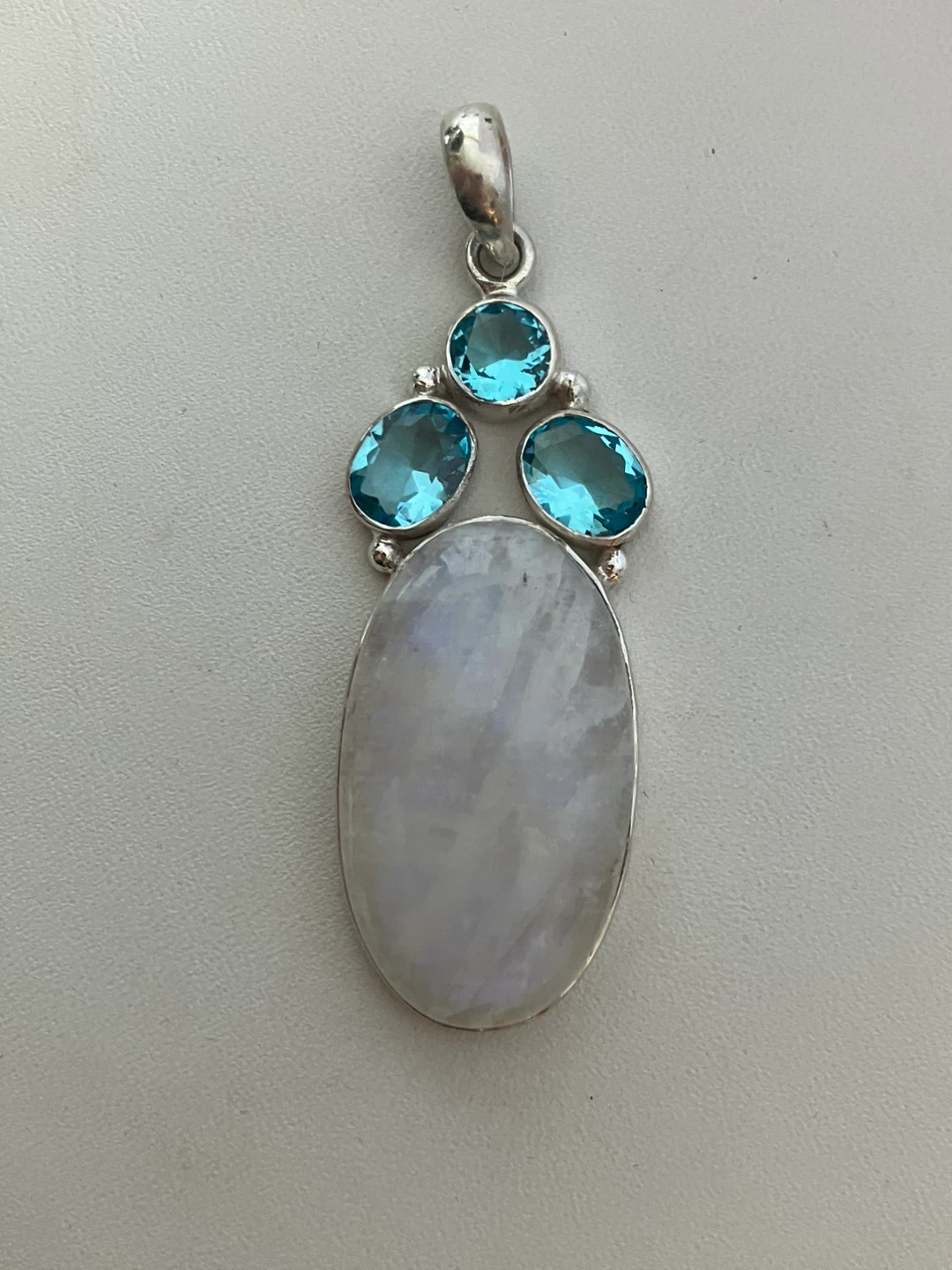 Sterling Silver Moonstone and Blue Topaz Pendant - photo 3