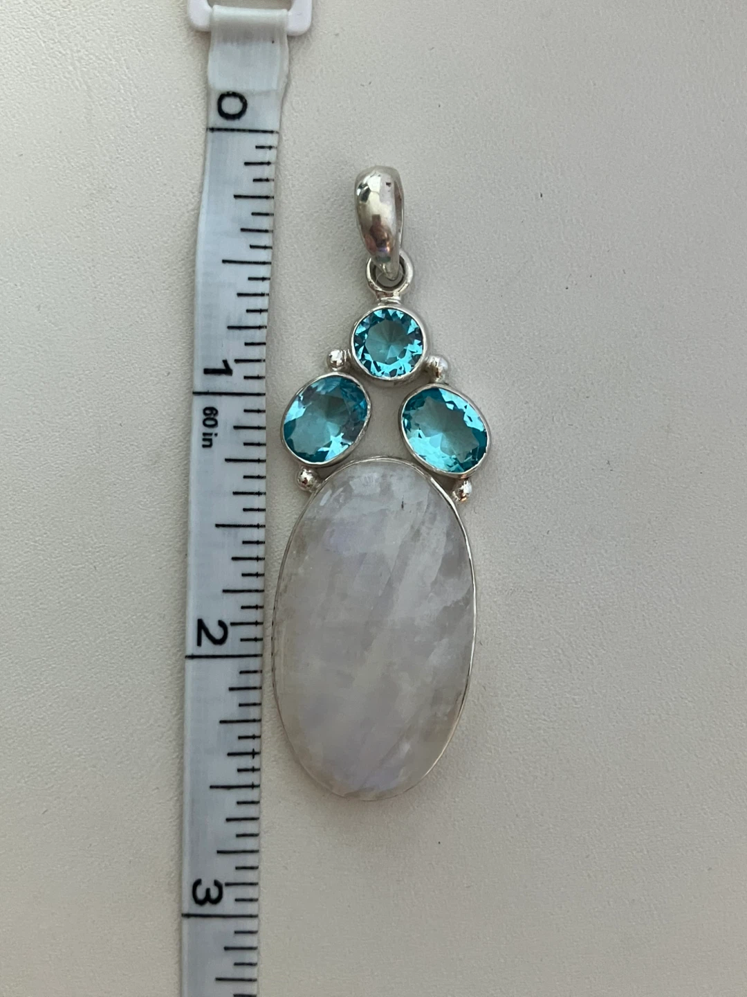 Sterling Silver Moonstone and Blue Topaz Pendant - photo 2
