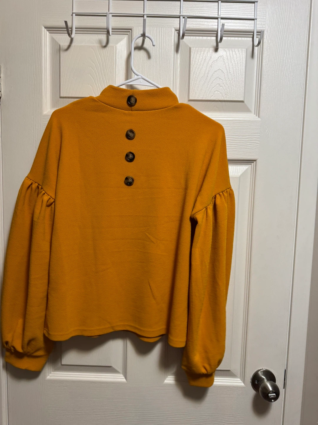 Women's Mustard Yellow Mock Neck Puff Sleeve Top - photo 2