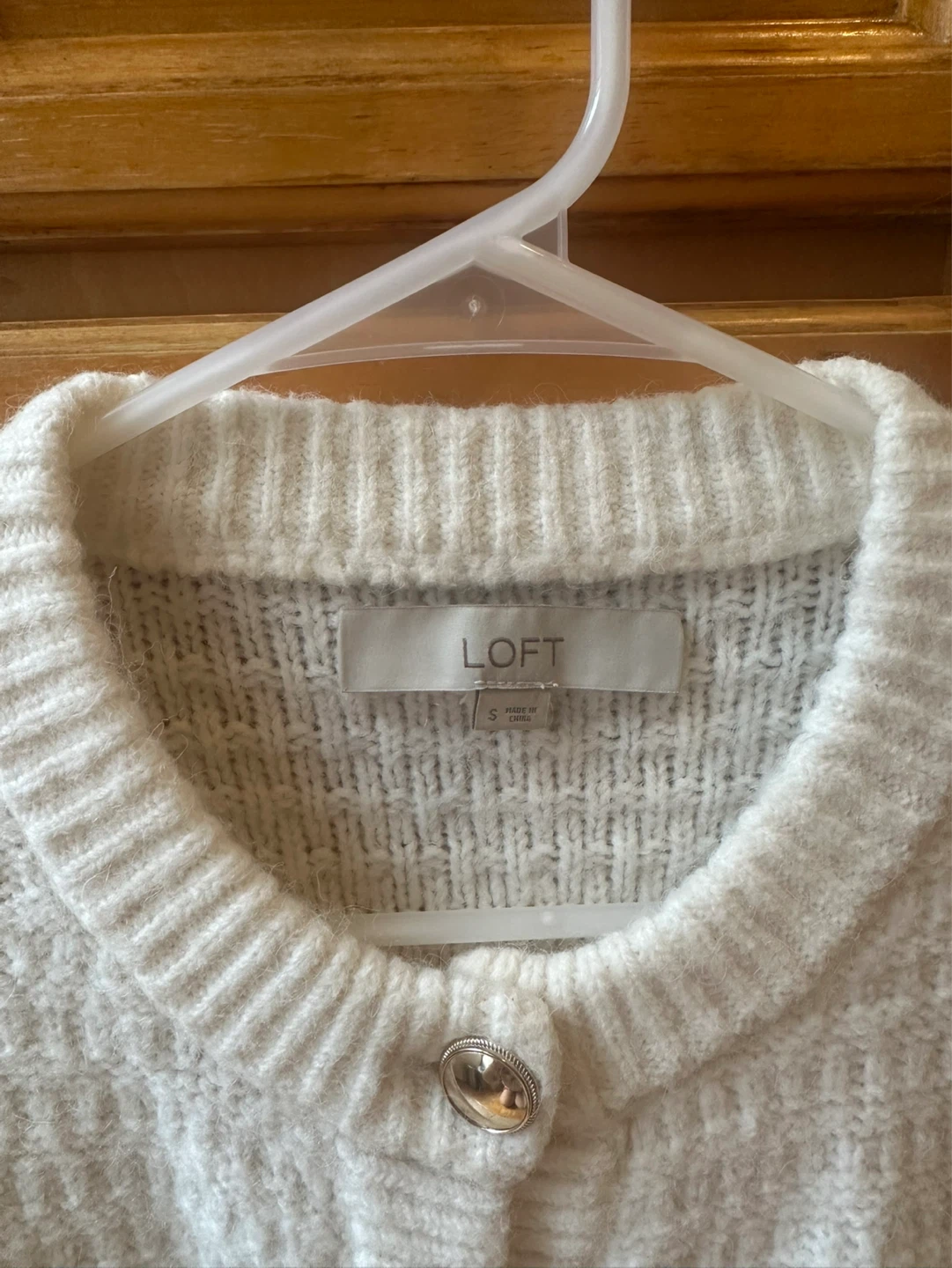 LOFT Cream Knit Button Cardigan Sweater - Size S