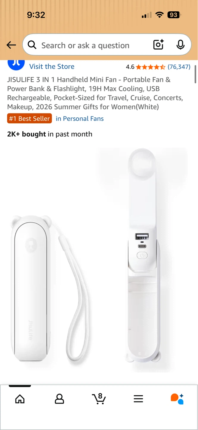 JISULIFE 3-in-1 Handheld Fan