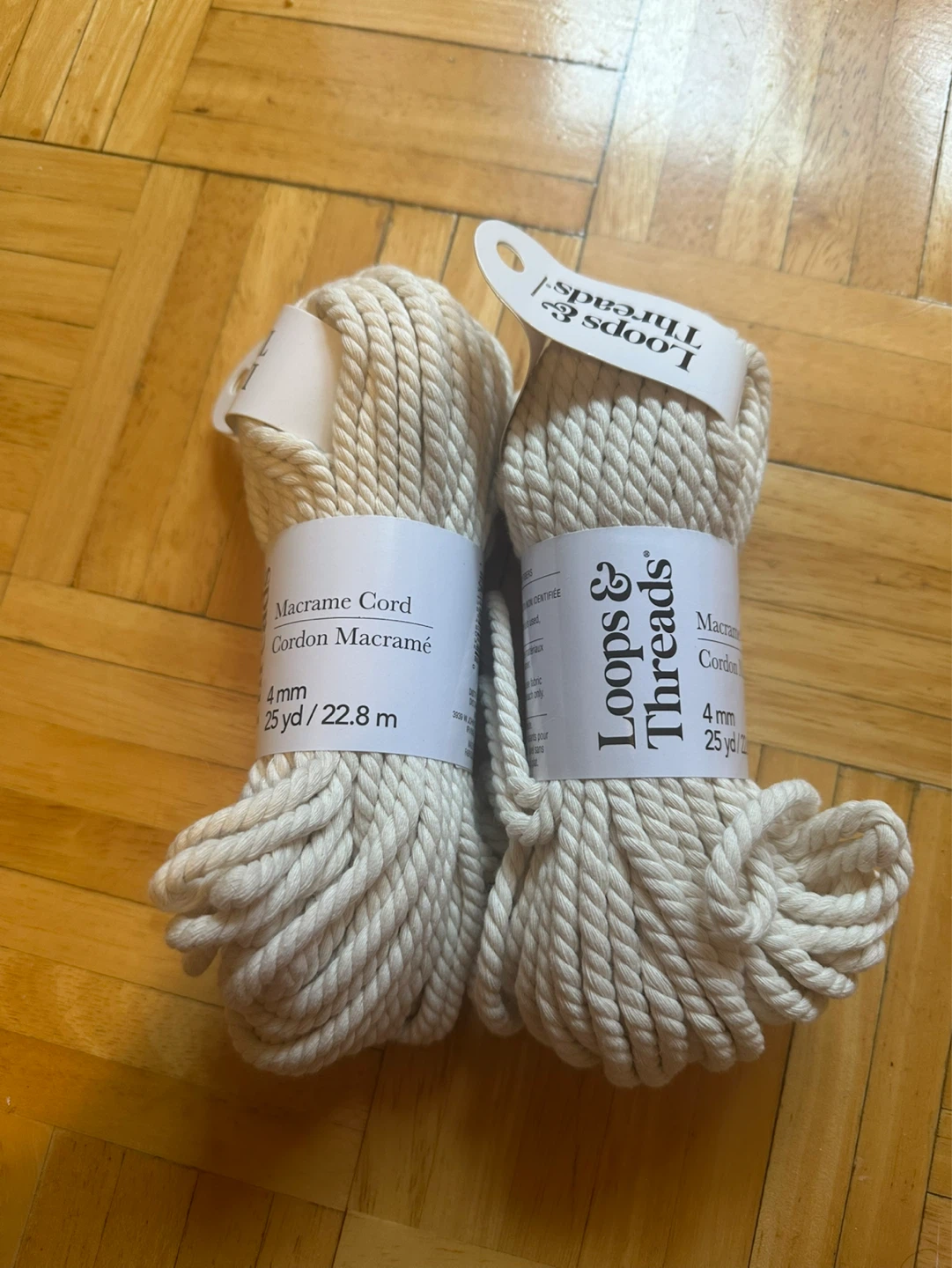 Loops & Threads Macrame Cord - 4mm, Natural (2 Pack)