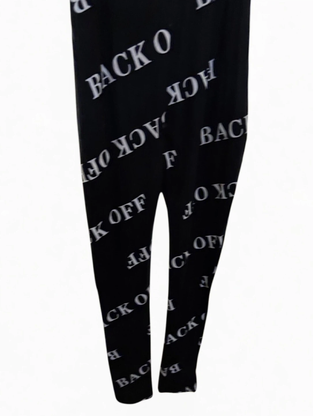 Black "Back Off" Graphic Romper Jumpsuit - photo 3