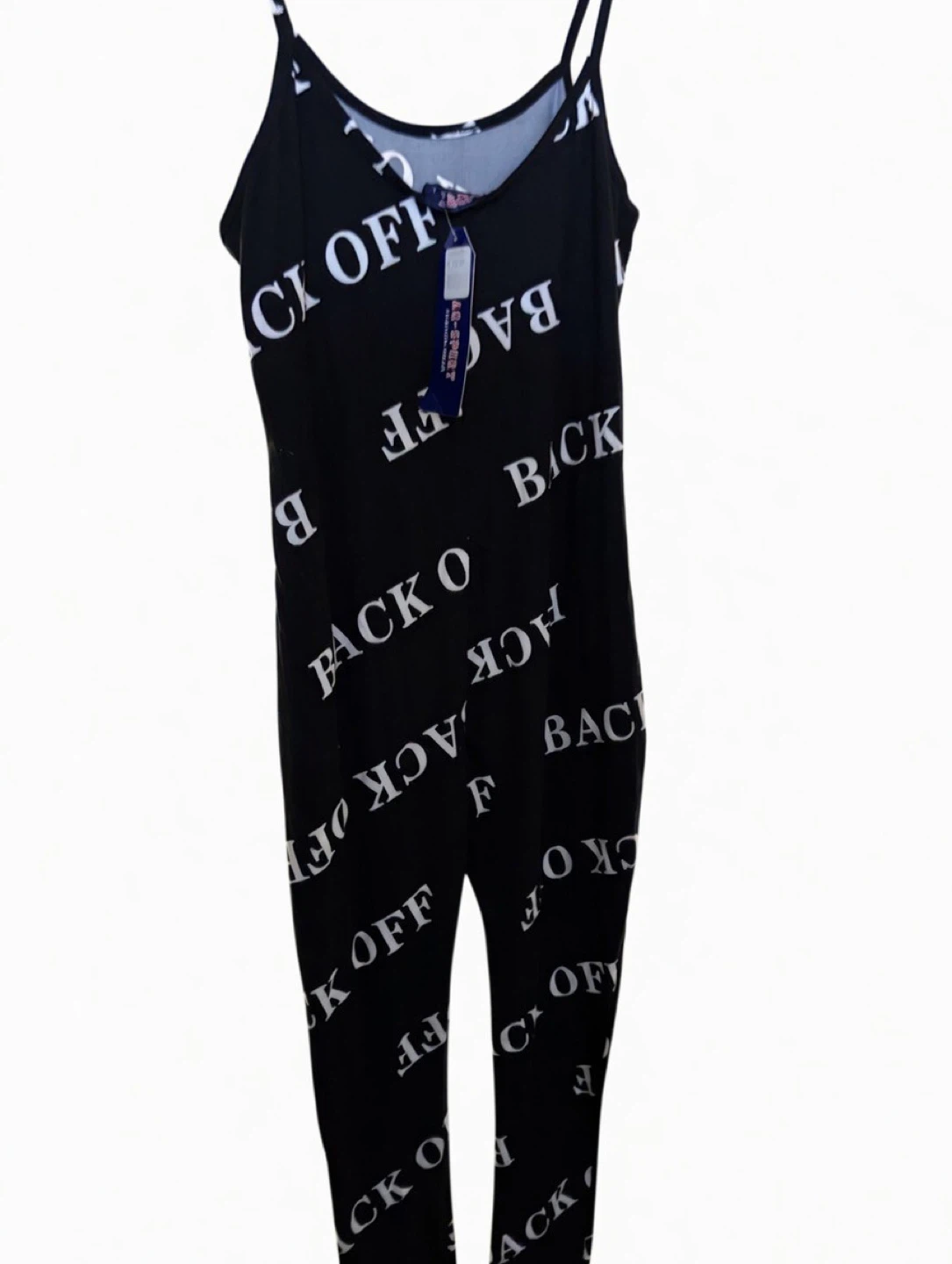 Black "Back Off" Graphic Romper Jumpsuit - photo 2