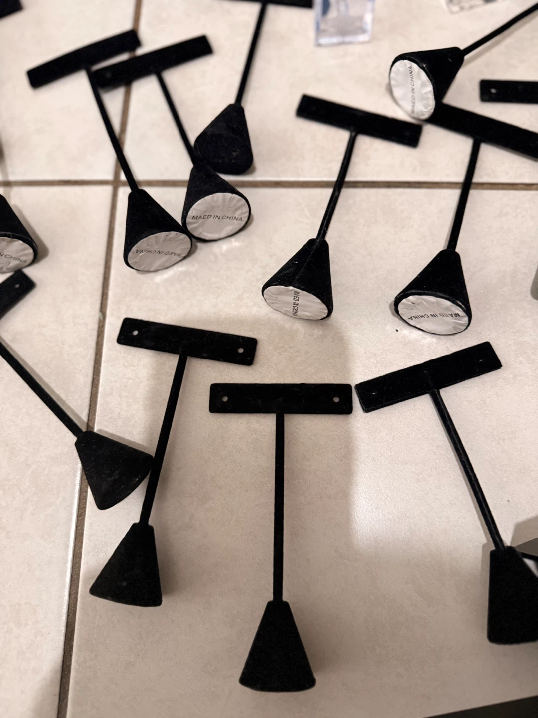 Jewelry Display Stands - Black Velvet T-Bar Earrings Holders