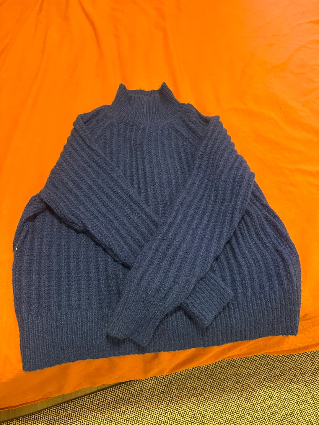 Blue Ribbed Mock Neck Sweater - photo 2