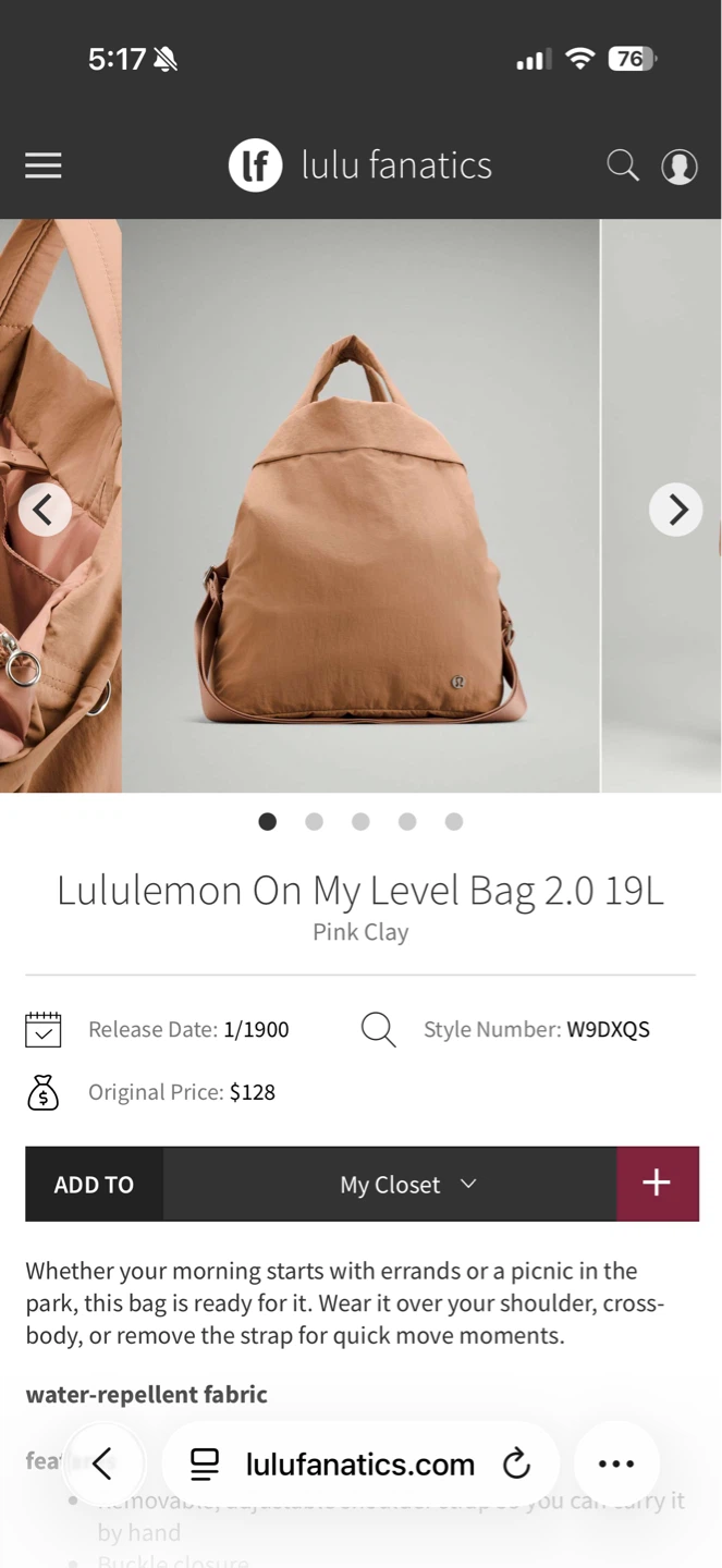Lululemon On My Level Bag 2.0 19L - Pink Clay - photo 2