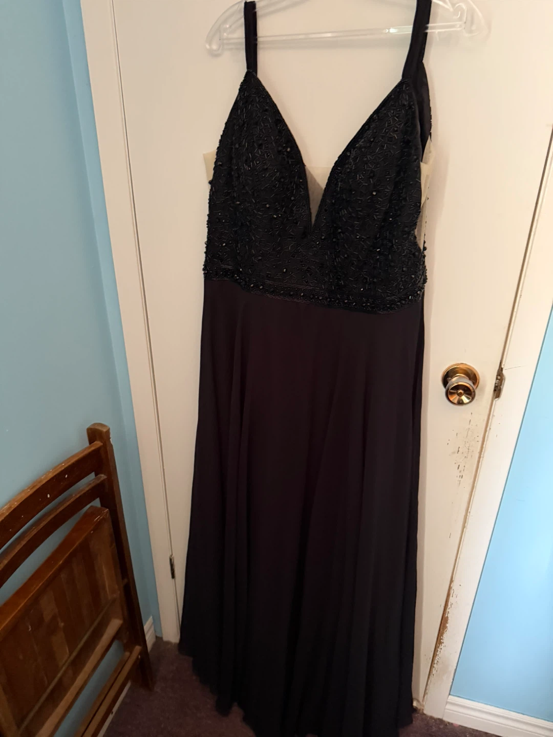 Black Beaded Evening Gown