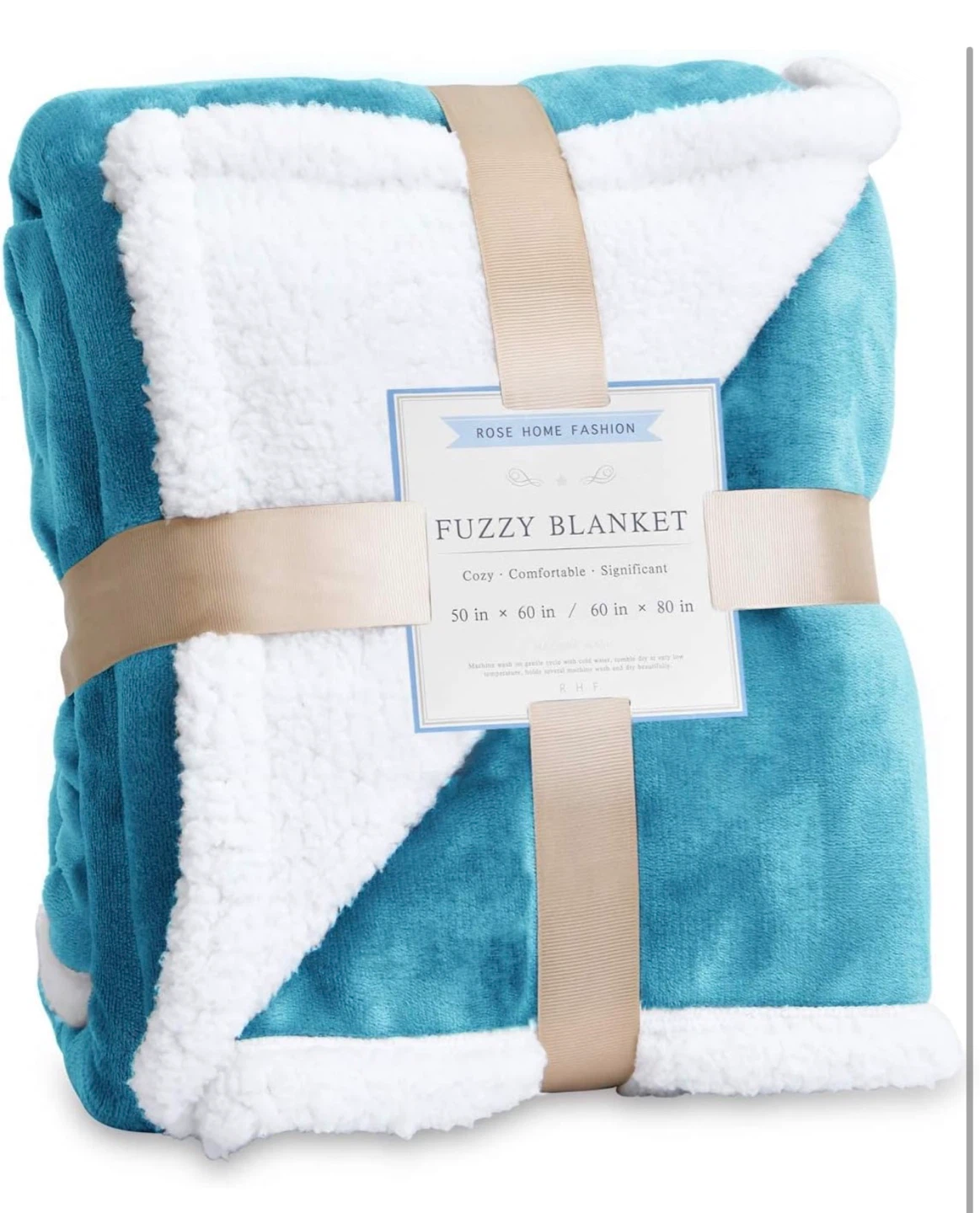 Rose Home Fashion Fuzzy Blanket - Teal （Brand New）