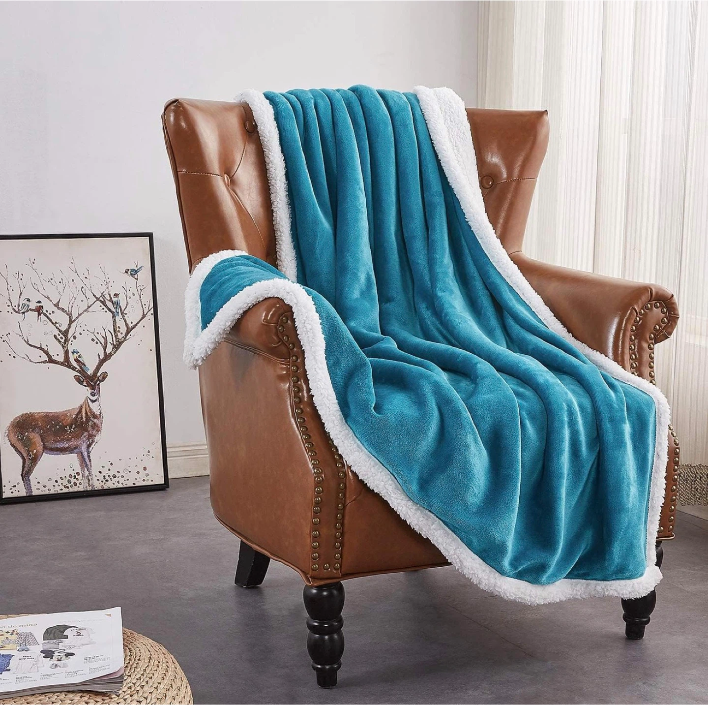 Rose Home Fashion Fuzzy Blanket - Teal （Brand New） - photo 4