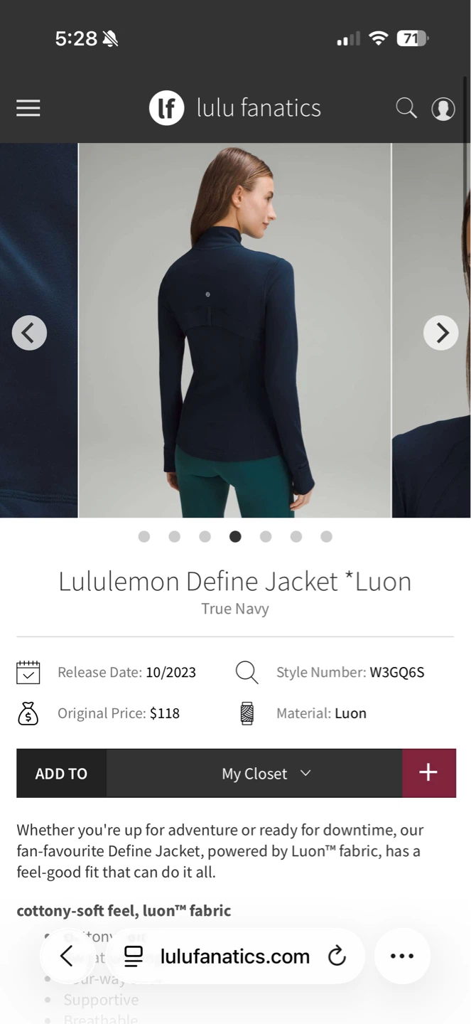 Lululemon Define Jacket Luon True Navy Size 20 - photo 2