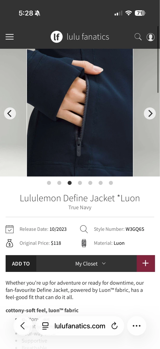 Lululemon Define Jacket Luon True Navy Size 20 - photo 3