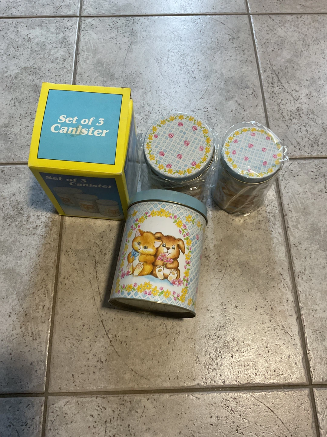 Set of 3 Vintage Canisters - Cute Animal Design - photo 3