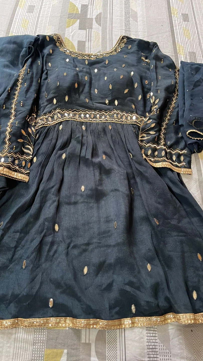 Black Embroidered Anarkali Suit