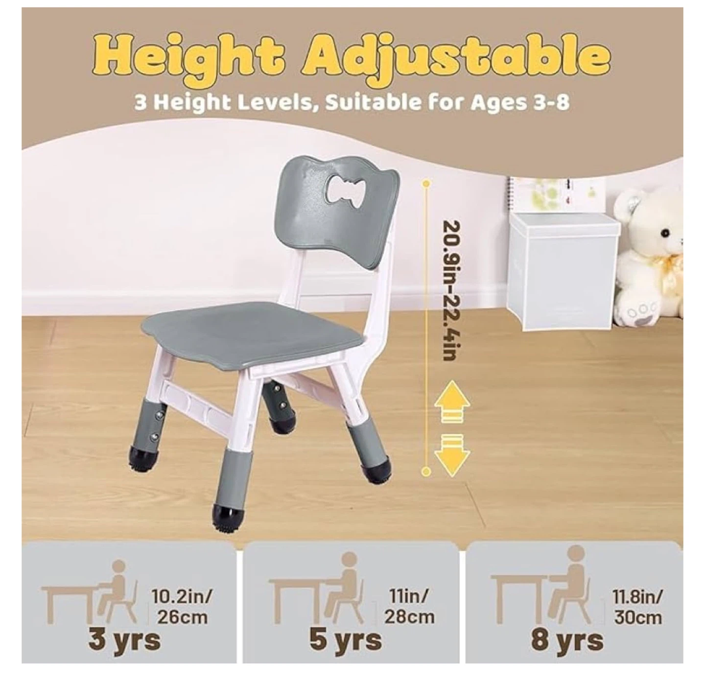 Adjustable Children's Chair - Grey(set of 2) - photo 3