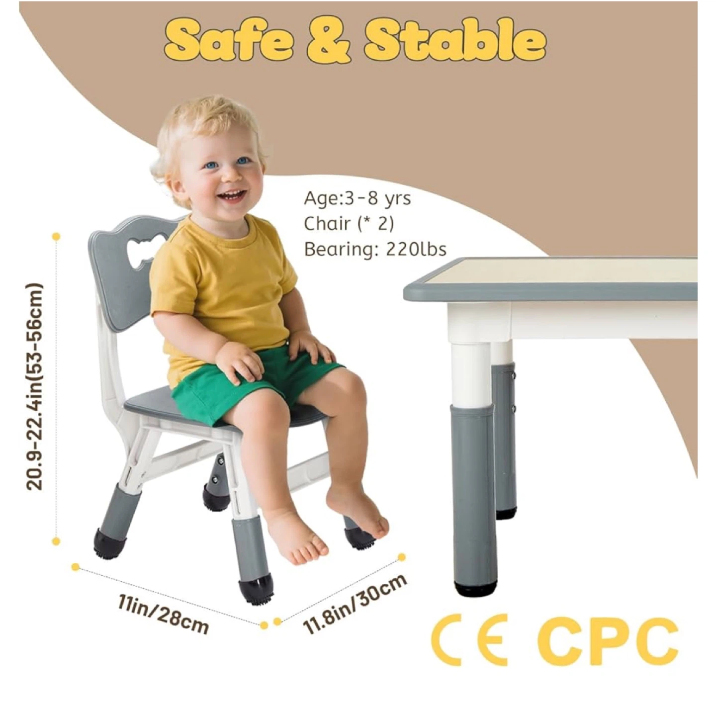 Adjustable Children's Chair - Grey(set of 2) - photo 2