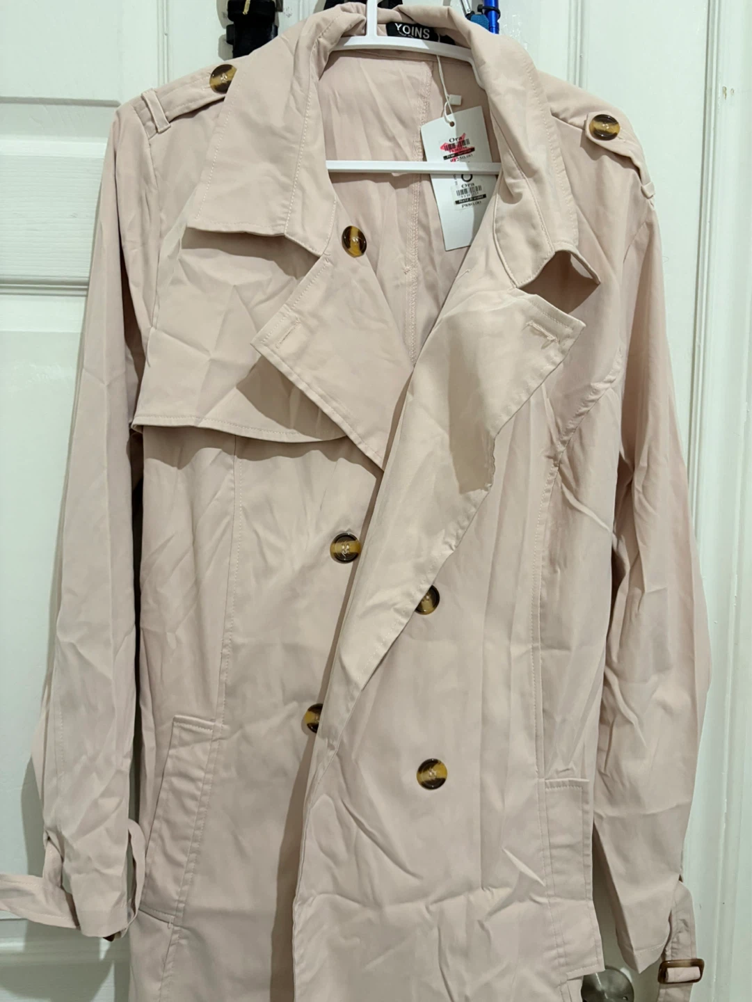 Women's Pink Double-Breasted Trench Coat Size 3XL - photo 2