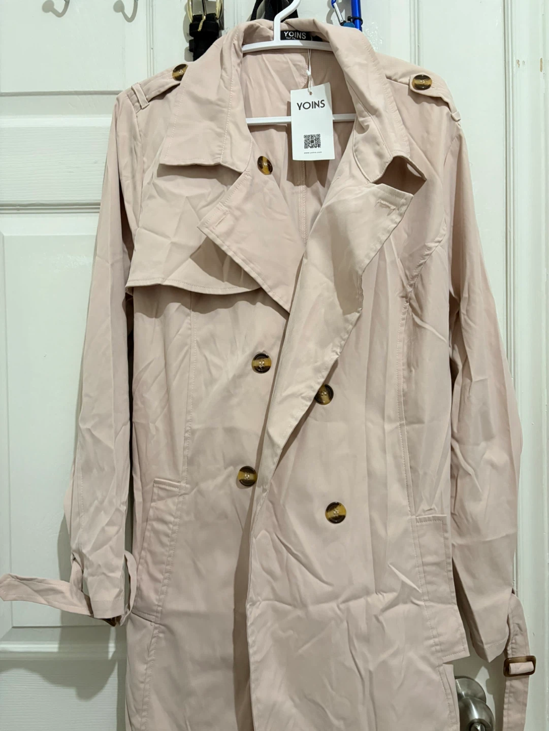 Women's Pink Double-Breasted Trench Coat Size 3XL - photo 3