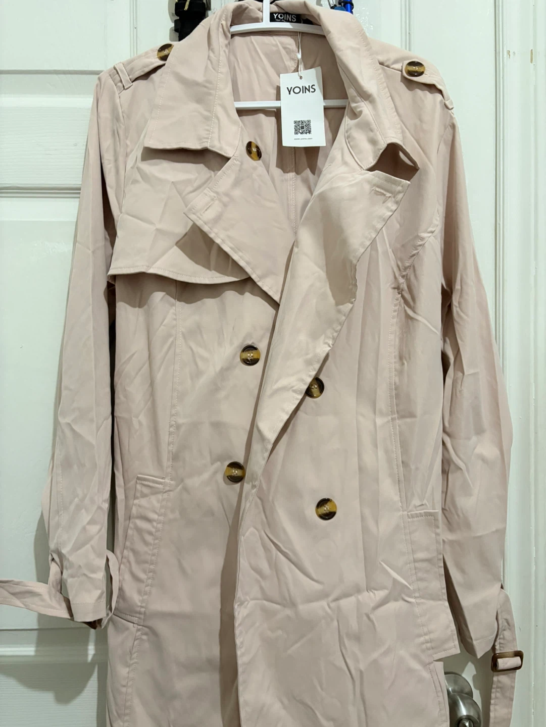 Women's Pink Double-Breasted Trench Coat Size 3XL - photo 4