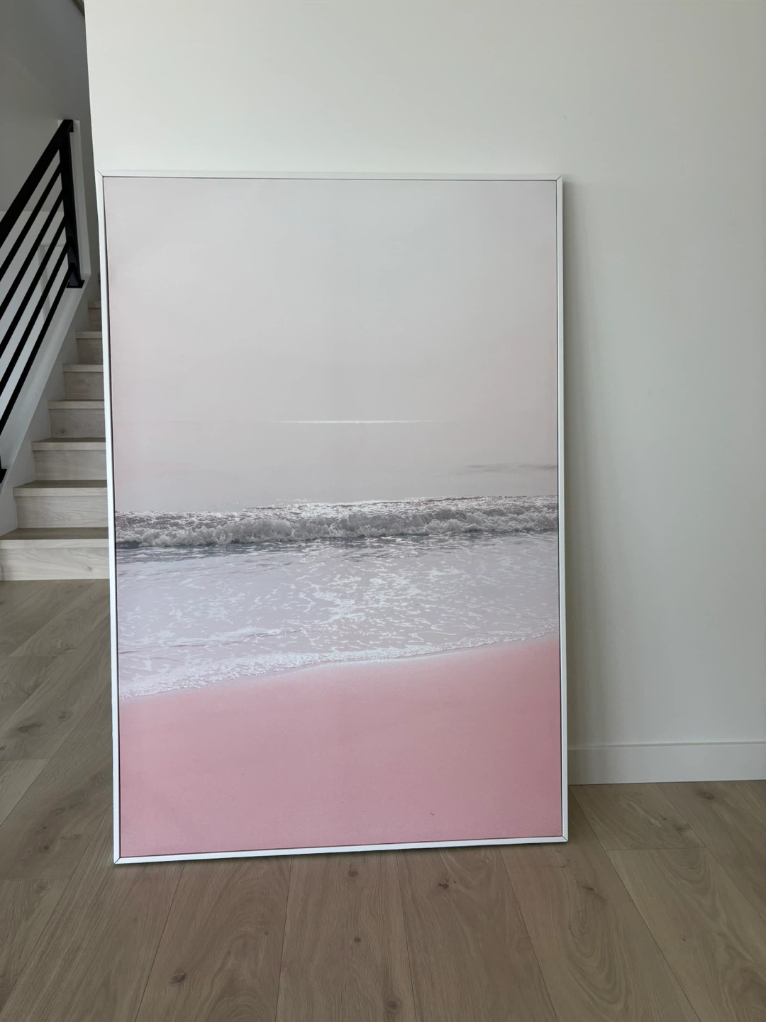 Framed Beach Wall Art Print - Pink Sand and Waves