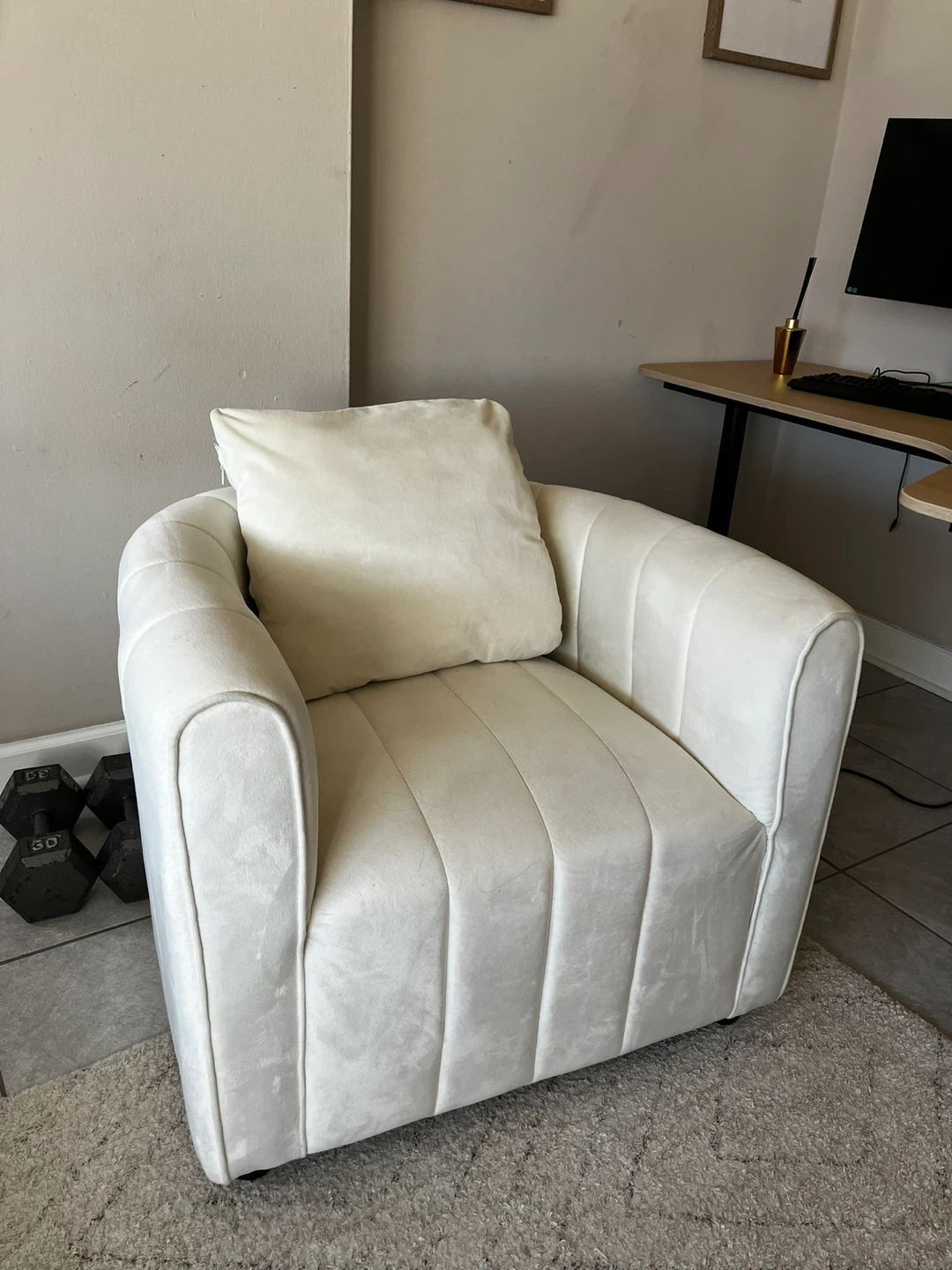 White Armchair with Pillow