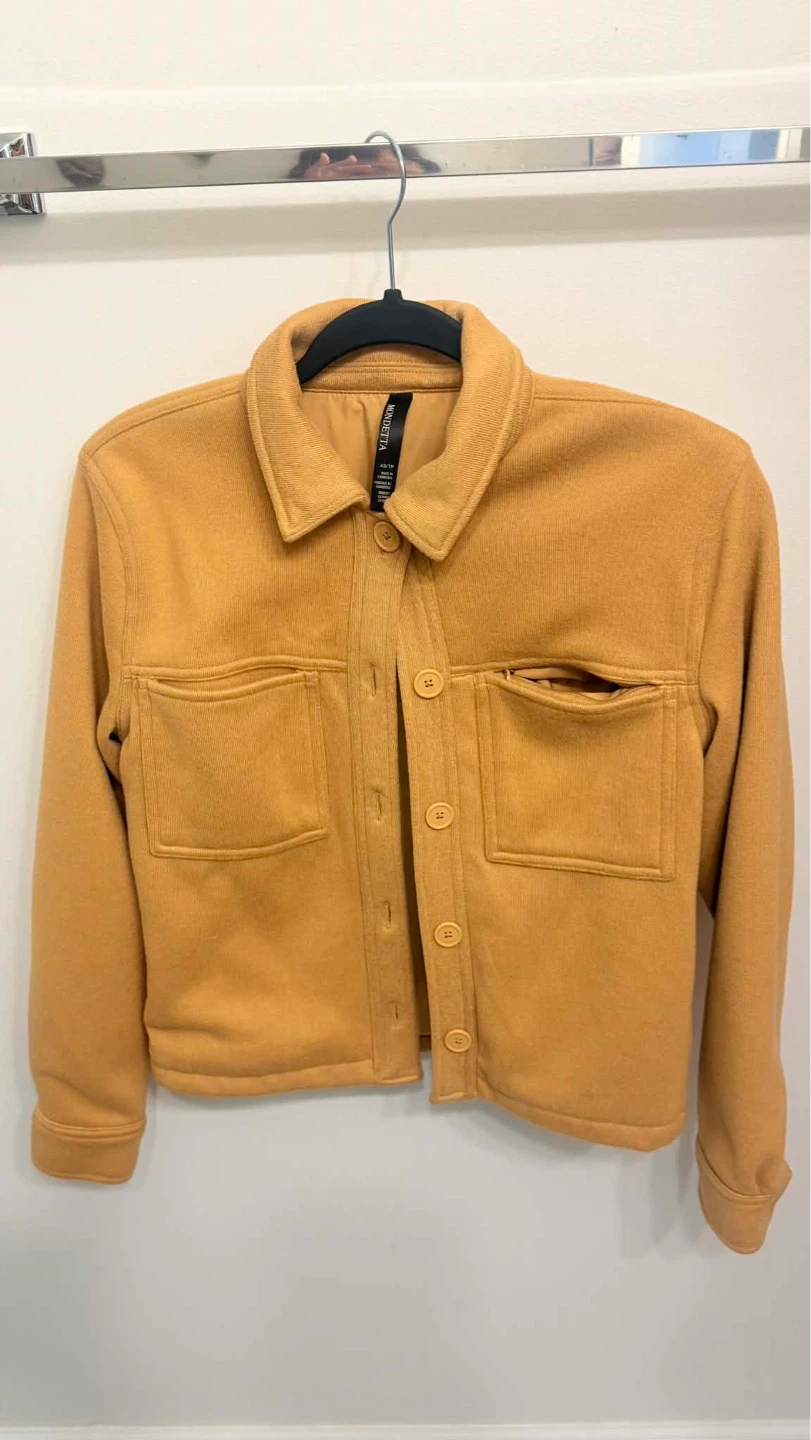 Tan Button-Up Shirt Jacket - Women's Small