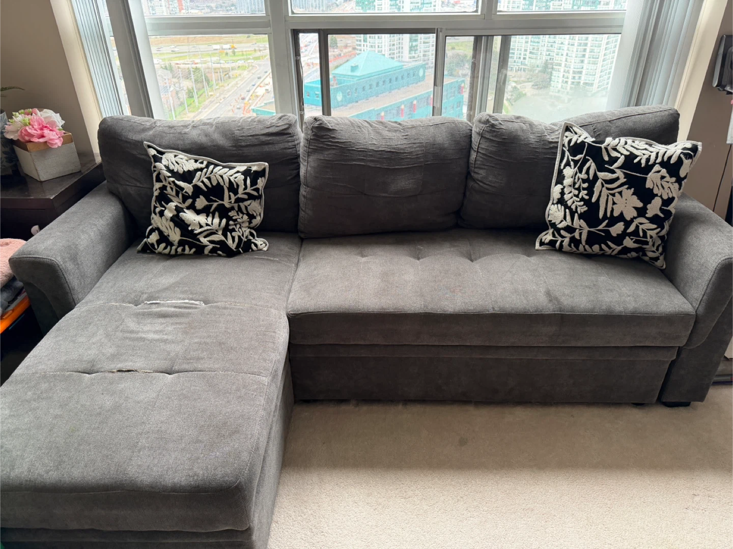 Grey Sectional Sofa with Storage