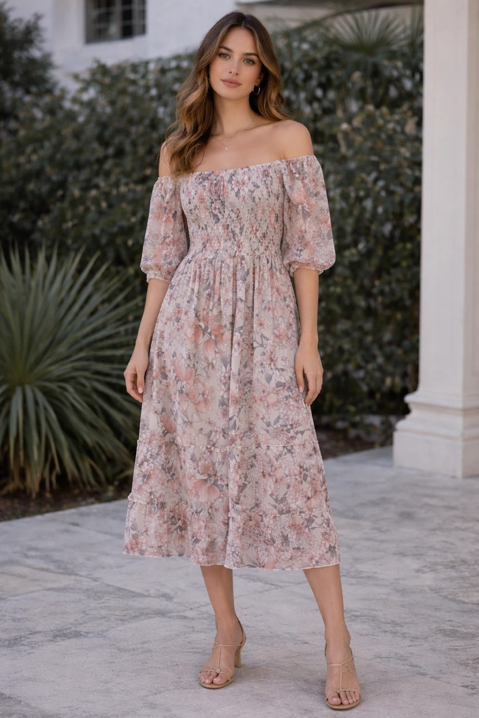 Costa balance floral midi dress - size medium