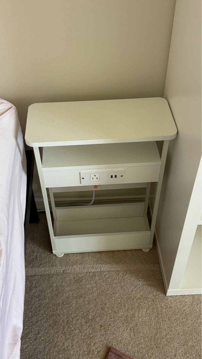 Side Table with Built-in Power Outlet and USB Ports