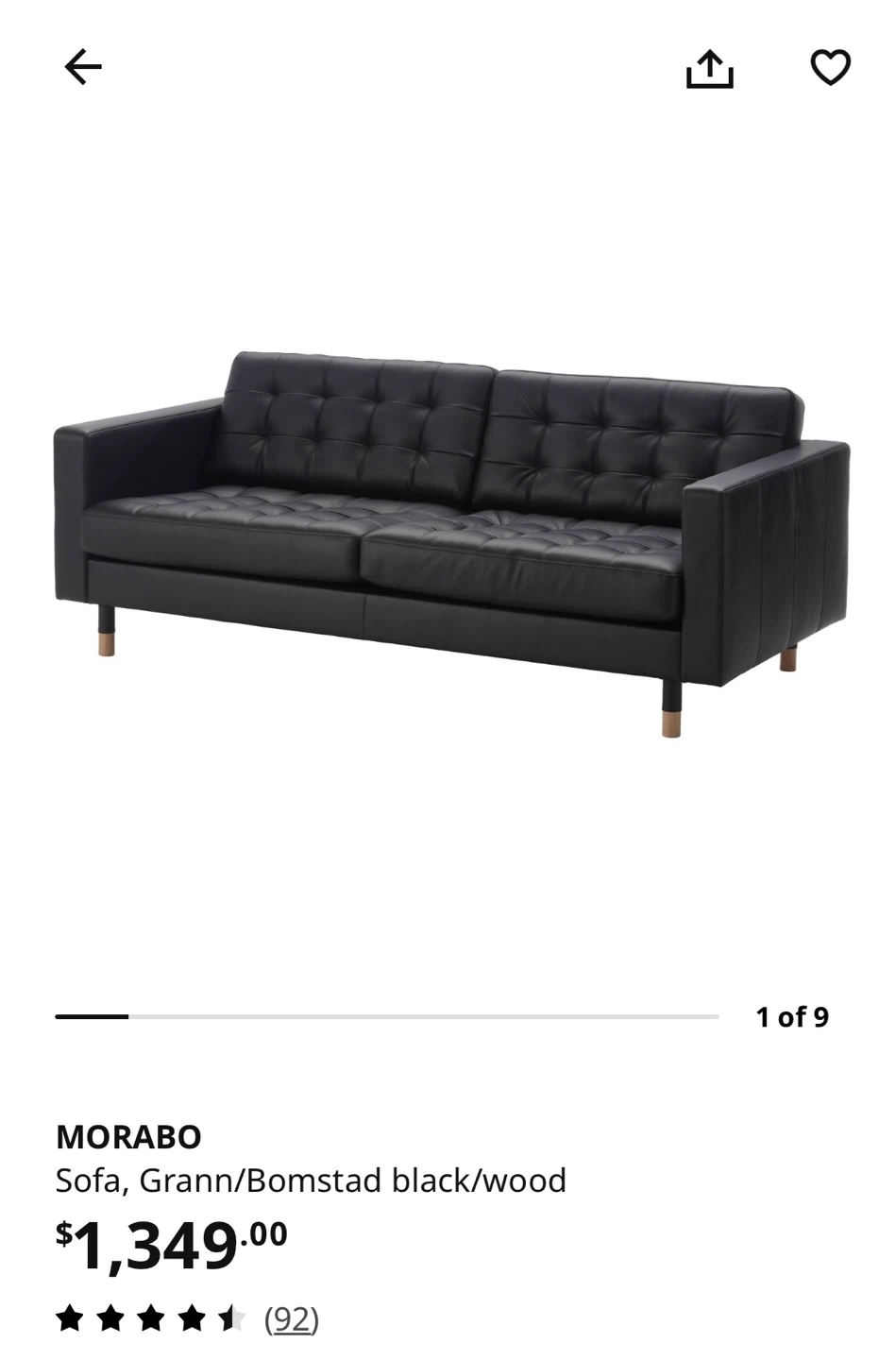 Ikea Morabo Leather Sofa