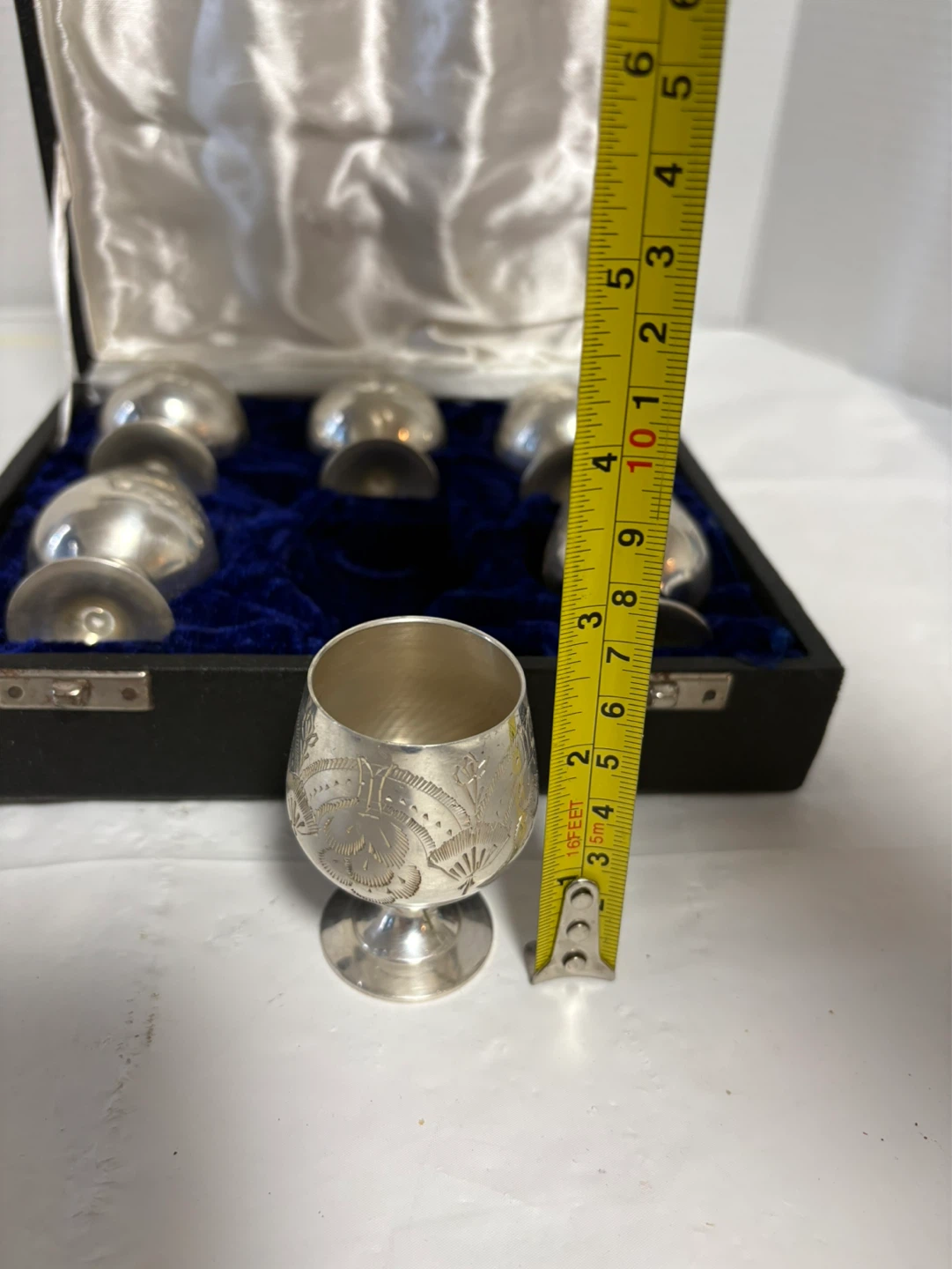 Set of 6 Silver Etched Goblets - photo 3