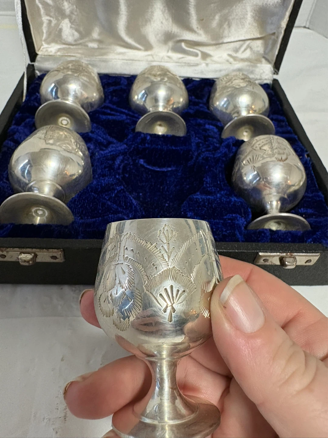 Set of 6 Silver Etched Goblets - photo 4