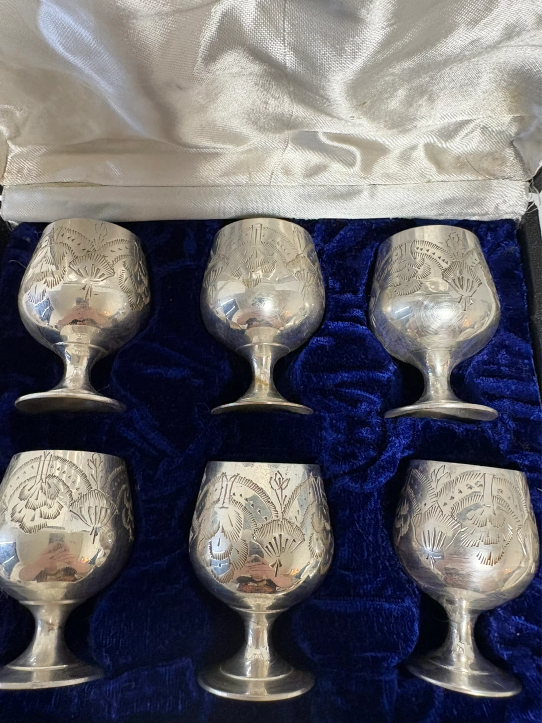 Set of 6 Silver Etched Goblets - photo 2
